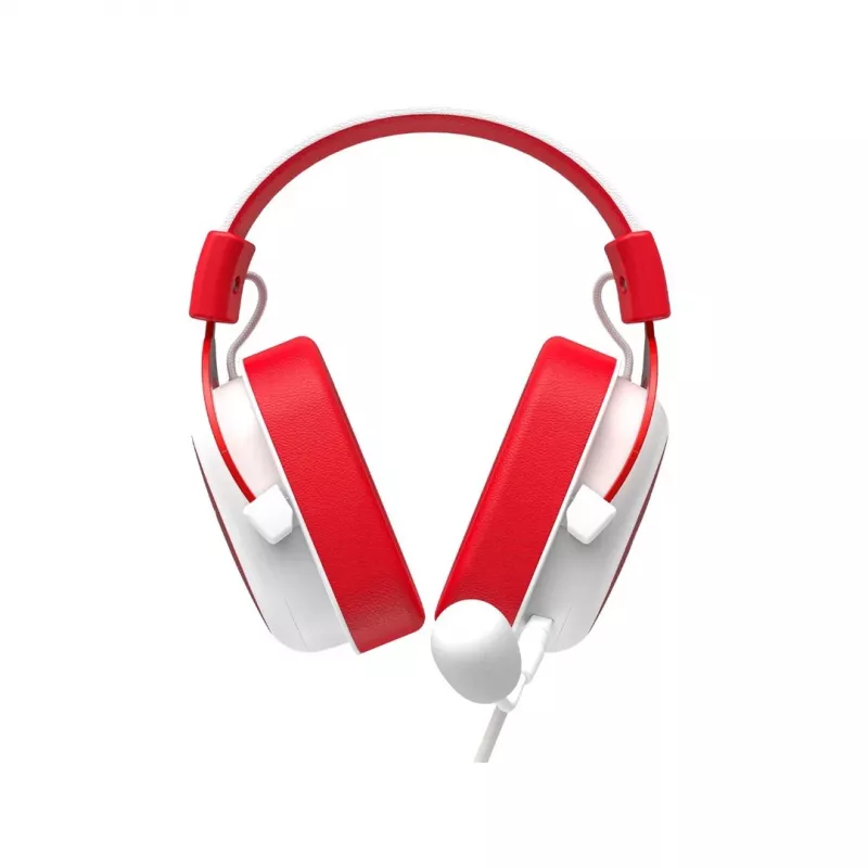 HAV H2002d Kabelgebundenes Gaming-Headset mit 50-mm-Treibern, RGB-LED, geräuschisolierendem Mikrofon, Weiß/Rot