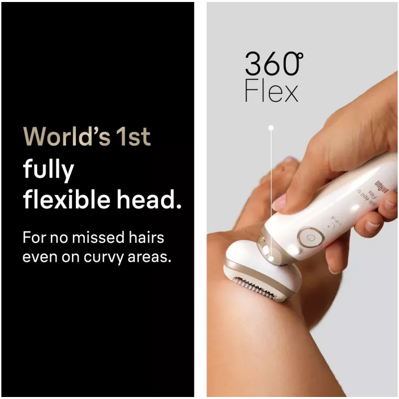 Braun Silk-épil 9 Flex SES9-011 3D Epilierer, Nass & Trocken, Weiß/Gold