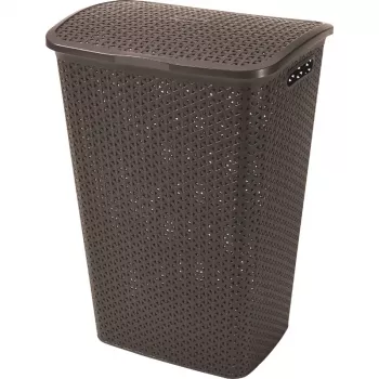 CURVER My Style 55L Wäschebox, Dunkelbraun, Rattan-Optik, 43x33x60cm