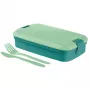 CURVER Lunch&Go rechteckige Lebensmittelschüssel mit integriertem Besteck, 1,4L, Blau