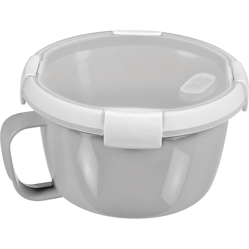 CURVER Smart To Go Mix Noodles Lebensmittelschüssel rund 0,9L transparent mit grünen Akzenten, BPA-frei, auslaufsicher, mikrowellen- und spülmaschinengeeignet