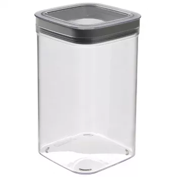 CURVER Dry Cube Quadratischer Lebensmittelaufbewahrungsbehälter 1,8L Transparent mit grauem Deckel, luftdicht und auslaufsicher