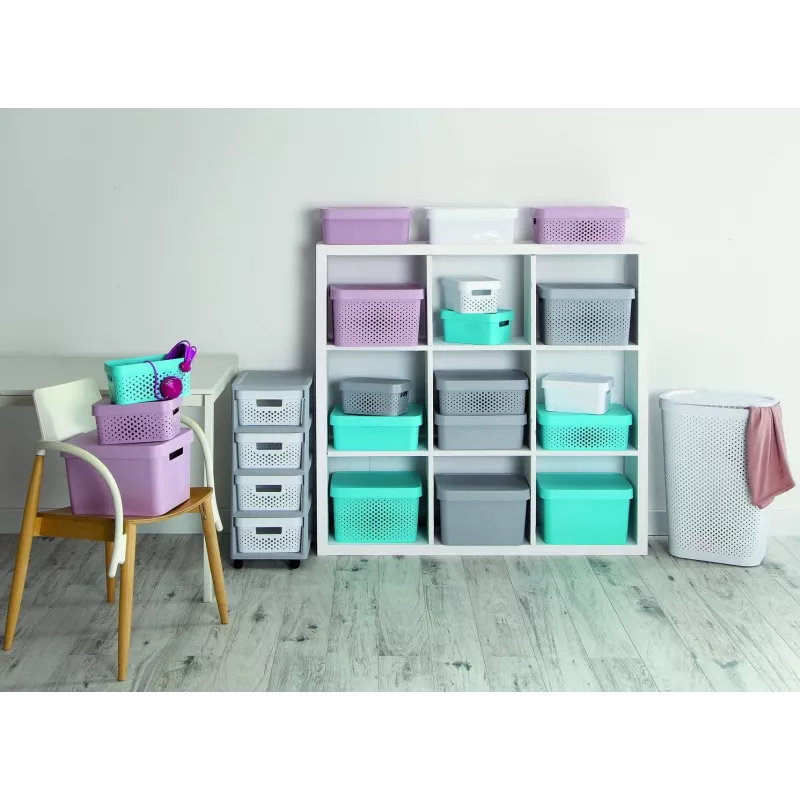 Curver Infinity Recycled 45L Aufbewahrungsbox mit Deckel, Grau, 56x39x27 cm