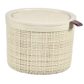 CURVER Jute Runder Aufbewahrungskorb mit Deckel, 2L, Creme, 17x13 cm