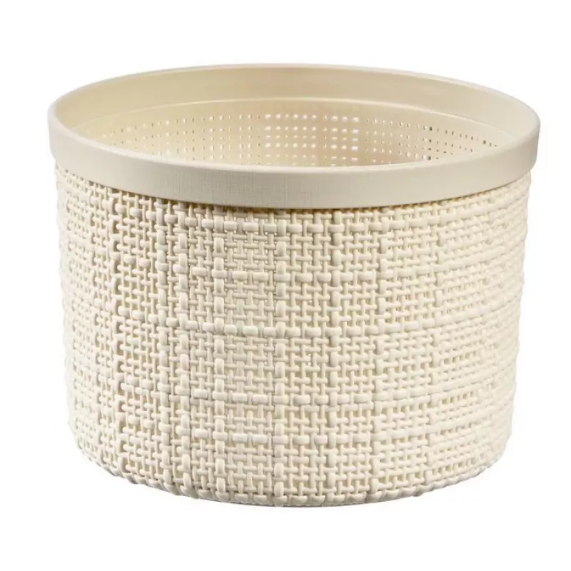 CURVER Jute Runder Aufbewahrungskorb mit Deckel, 2L, Creme, 17x13 cm