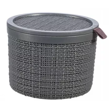 CURVER Korb mit Deckel Jute Rund 2L Ø17x13cm Dunkelgrau