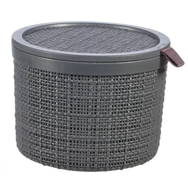 CURVER Korb mit Deckel Jute Rund 2L Ø17x13cm Dunkelgrau