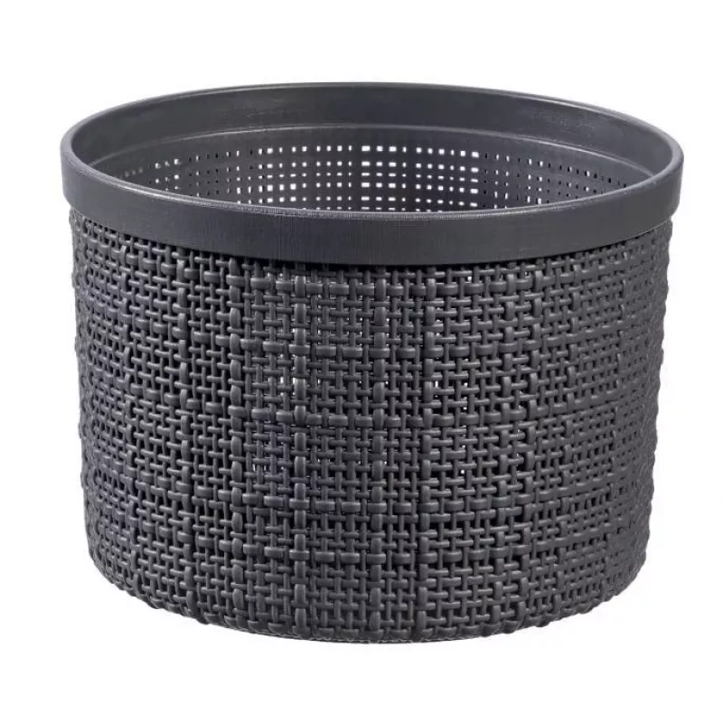 CURVER Korb mit Deckel Jute Rund 2L Ø17x13cm Dunkelgrau