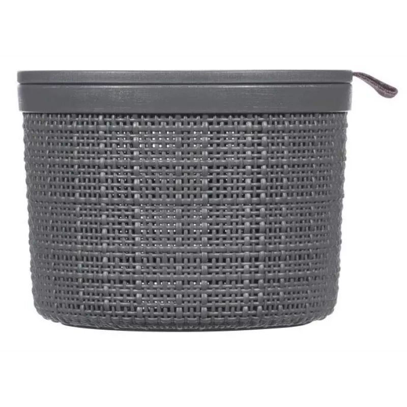 CURVER Korb mit Deckel Jute Rund 2L Ø17x13cm Dunkelgrau