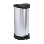 Curver Deco Tretmülleimer rund 50L Schwarz Silber Metallic-Effekt