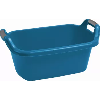 CURVER Ovale Wäschekorb mit Griffen 35L Blau - Aufbewahrungsbehälter aus recyceltem Kunststoff