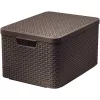 CURVER Style L Aufbewahrungsbox mit Deckel, 43,6 x 32,6 x 23 cm, Dunkelbraun, 32,67 L, Faltbar, Stapelbar, Stoffgriffe