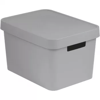 Curver Infinity Recycled 17L Aufbewahrungsbox mit Deckel, Grau, 36x27x22 cm