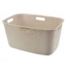CURVER Softex 45L Wäschekorb in Kreideweiß, Soft-Touch rechteckiger Behälter mit integrierten Griffen, 57 x 37 x 27 cm