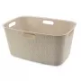CURVER Softex 45L Wäschekorb in Kreideweiß, Soft-Touch rechteckiger Behälter mit integrierten Griffen, 57 x 37 x 27 cm