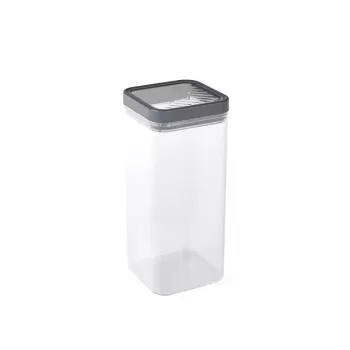 CURVER Kara Vorratsbehälter für trockene Lebensmittel 1,8L, transparenter Korpus mit dunkelgrauem luftdichtem Deckel, BPA-freier Kunststoff, stapelbar