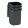 CURVER Koral 47L 3-teiliges Abfallbehälter-Set – Schwarz mit bunten Deckeln, Schwing- und Klappdeckeln, herausnehmbaren Inneneimern, Innenraum-Recycling