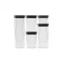 CURVER Kara Vorratsdosen-Set für trockene Lebensmittel 0,5L + 2x1,2L + 1,8L + 2,4L Transparent/Dunkelgrau Luftdicht Stapelbar BPA-frei