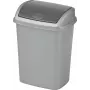 CURVER Dominik 10L rechteckiger Abfallbehälter in Silber, abnehmbarer Deckel, 20x25x36 cm
