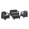 KETER Corfu Gartenmöbel-Set Grau - 4-Sitzer Sofa, 2 Sessel, Couchtisch