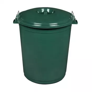 KEEEPER Hugo 70L Mega Mülleimer, Dunkelgrün, Ø55 x 60,5 cm, Rund, Abnehmbarer Deckel, Innen/Außen, UV- & Frostbeständig