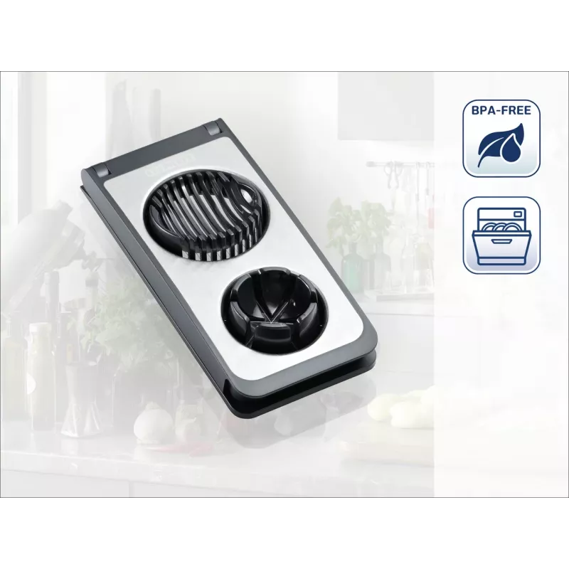 LEIFHEIT Eierschneider Combi ProLine 2-in-1 Schneider & Viertler, Edelstahldrähte, rutschfeste Basis, Weiß/Grau
