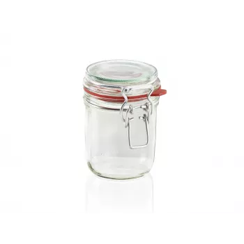 LEIFHEIT Hermetikglas 370ml - Luftdichtes Vorratsglas mit Drahtbügel & Naturkautschukdichtung, klares Glas, Lebensmittelkonservierung