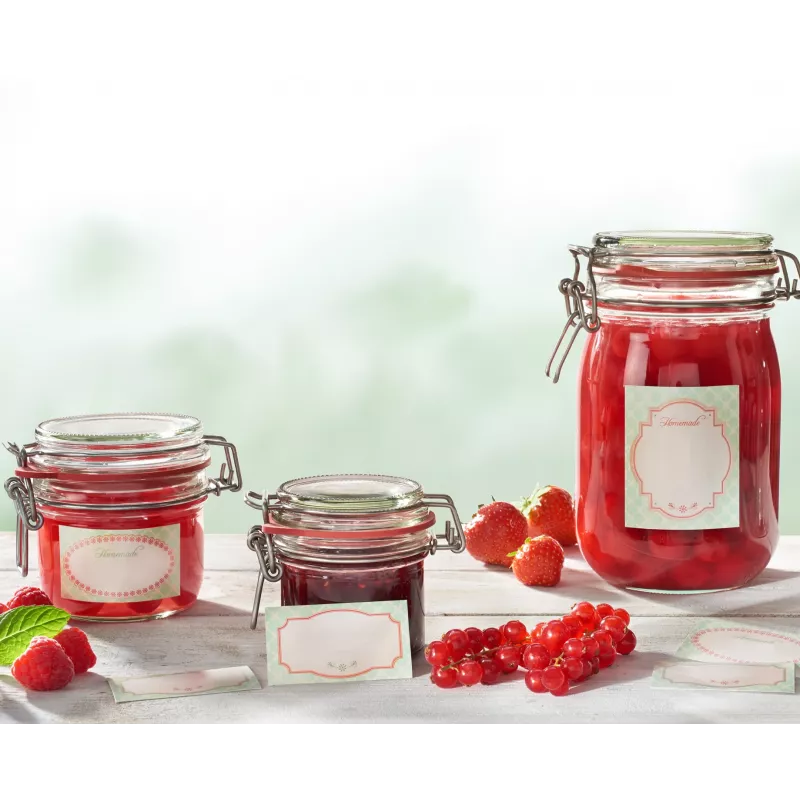 LEIFHEIT Glasdekorations-Aufkleber-Set Pastell – 24 selbstklebende Etiketten für Einmachgläser, Marmeladen, Gewürze & Geschenke