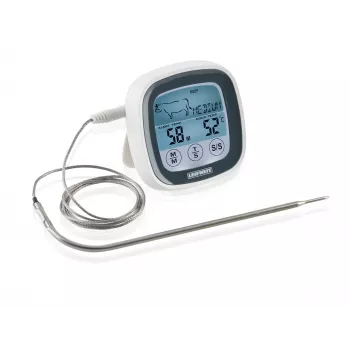 LEIFHEIT Digitalthermometer zum Braten und Grillen mit Edelstahlsonde, Timer und voreingestellten Fleischprogrammen
