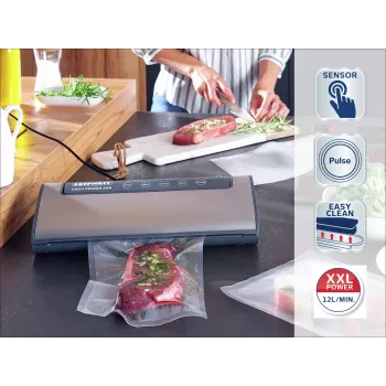 LEIFHEIT Vacu Power 500 Vakuumiergerät, 120 W, Weiß/Grau, inklusive 10 Beutel und Vakuumschlauch