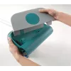 LEIFHEIT Mechanische Kehrmaschine Regulus Supra – Manueller Bodenkehrer mit natürlichen Rosshaar-Borsten, 27 cm Kehrbreite, Silber/Blau