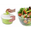 LEIFHEIT Salatschleuder Trend 4,5L kurbelbetriebene Salatschleuder mit Servierschüssel, grüner Deckel