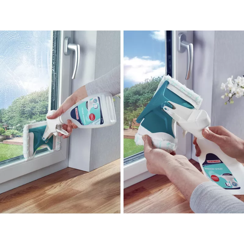 LEIFHEIT Fensterreiniger Konzentrat mit Reinigungsmittel, 500 ml, streifenfreie Formel für Fenster, Spiegel, Glas, Duschkabinen, Fliesen, kompatibel mit Fenstersaugern und manueller Reinigung