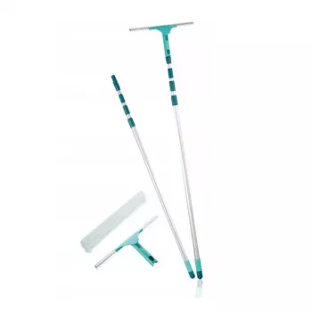 LEIFHEIT Fensterreinigungsset mit Teleskopstange, 2-in-1 Abzieher XL Pro Reach, 4m Reichweite