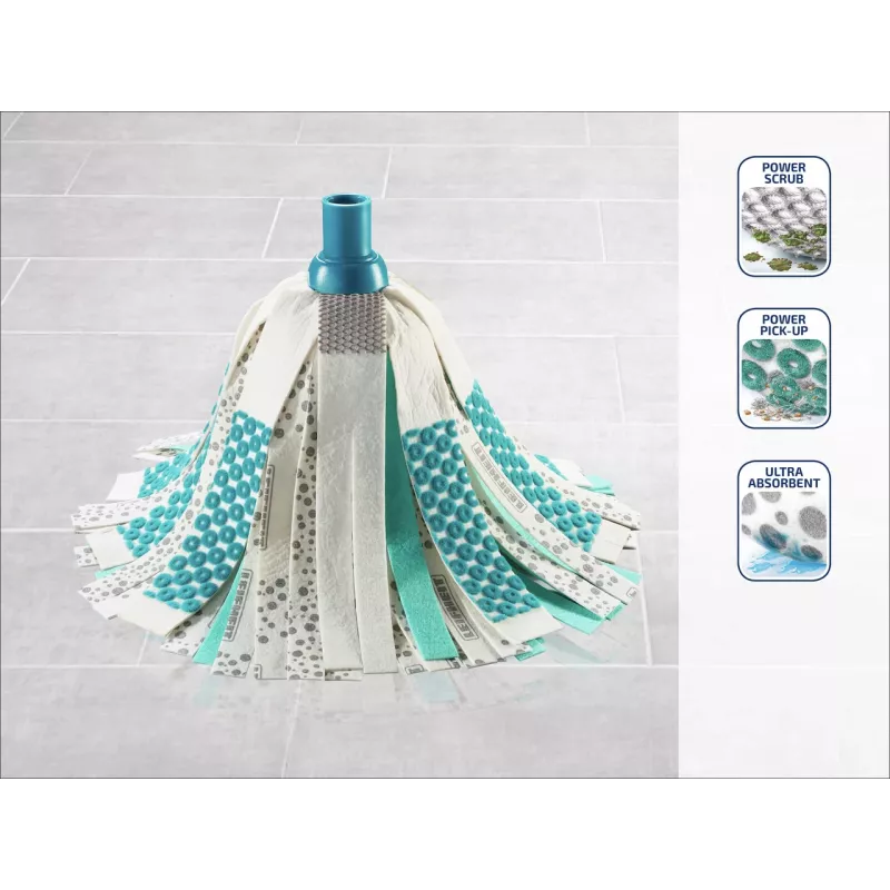 LEIFHEIT 3in1 Power Mop mit Clean Twist Spin Technologie, Teleskopstiel, 20L Eimer, Mikrofaser-Kopf, Türkis/Weiß