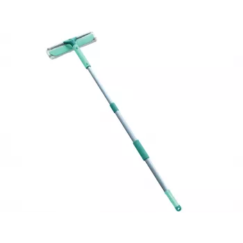 LEIFHEIT Classic Fensterwischer mit Teleskopstiel 100-155 cm, 33 cm Abzieher, streifenfrei, Grün/Weiß