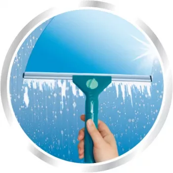 LEIFHEIT Classic Fensterwischer mit Teleskopstiel 100-155 cm, 33 cm Abzieher, streifenfrei, Grün/Weiß