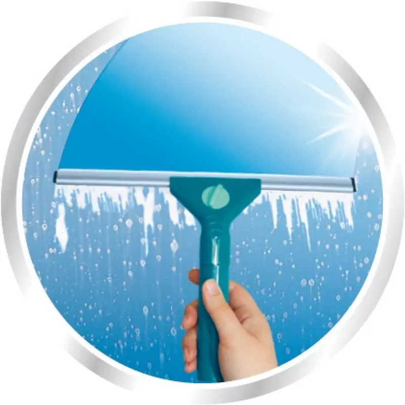LEIFHEIT Classic Fensterwischer mit Teleskopstiel 100-155 cm, 33 cm Abzieher, streifenfrei, Grün/Weiß