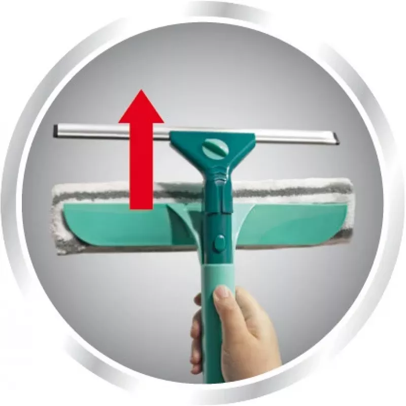 LEIFHEIT Classic Fensterwischer mit Teleskopstiel 100-155 cm, 33 cm Abzieher, streifenfrei, Grün/Weiß