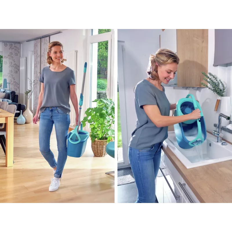 LEIFHEIT Bodenreinigungsset Rotations-Disc-Mop Ergo mit Power Cleaner 1L