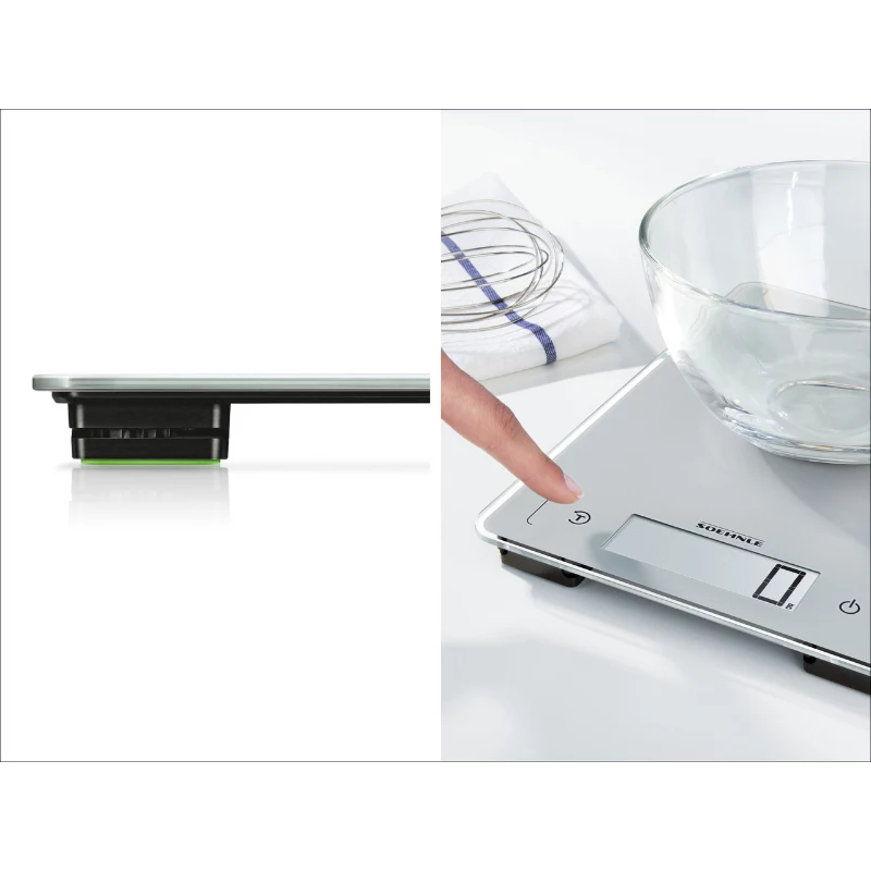 SOEHNLE Page Aqua Proof Elektronische Küchenwaage 10kg IPX7 Wasserdicht Sensor Touch Weiß/Silber