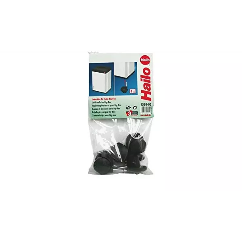 HAILO Rollenset für Big-Box Abfallbehälter (2er-Pack, Schwarz, 50 mm, werkzeuglose Montage)