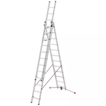 Hailo Master S120 Pro Aluminium-Sicherheits-Trittstufe, 3 Stufen, 150 kg Traglast, klappbar, mit Multifunktionsablage