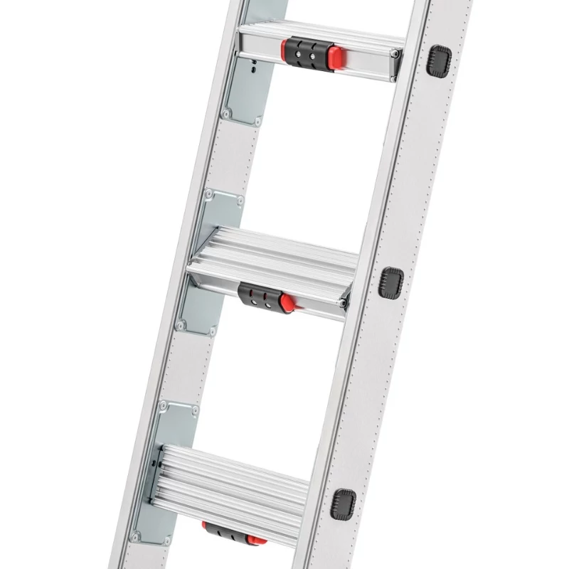 Hailo Master S120 Pro Aluminium-Sicherheits-Trittstufe, 3 Stufen, 150 kg Traglast, klappbar, mit Multifunktionsablage