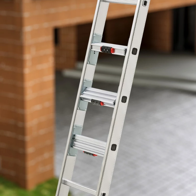 Hailo Master S120 Pro Aluminium-Sicherheits-Trittstufe, 3 Stufen, 150 kg Traglast, klappbar, mit Multifunktionsablage