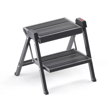 HAILO Klappbare Trittbank StepFix / Stahl / 2 Stufen / Schwarz