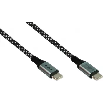 GoodConnections Magnetisches USB 2.0 Spiralkabel 60W USB-C zu USB-C, Schwarz/Weiß, 1m 2060-MT010SW