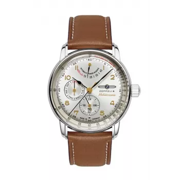 Zeppelin Mediterranee 96901 Automatische Herrenuhr 42mm Blaues Zifferblatt Lederarmband