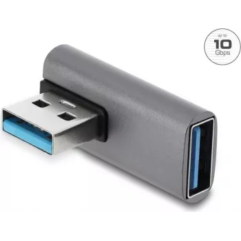 Delock USB 10 Gbps Typ-A Stecker auf Typ-A Buchse gewinkelter Adapter, Aluminiumgehäuse