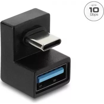 Delock USB 3.2 Gen 2 Typ-C Stecker auf USB-A Buchse Adapter, U-Form, 10 Gbps, Schwarz